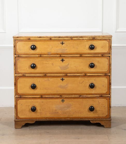 19th Century English Faux Bamboo Chest of Drawers