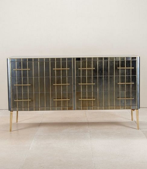 Mid-Century Italian Blue Iridescent Veneered Chest of Drawers