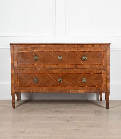 19th Century Italian Two Drawer Inlaid Commode