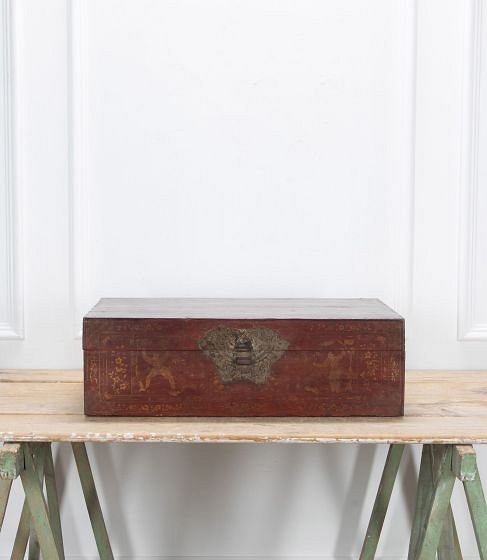 19th Century Chinese Trunk with Gilded Chinoiserie Decoration