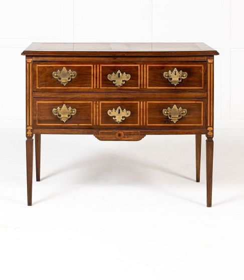 Small 18th Century French Louis XVI Walnut and Inlaid Commode