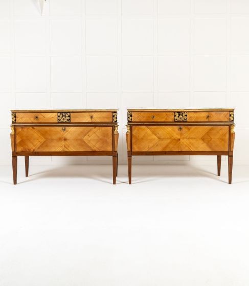 Pair of Late 18th Century Italian Yew and Cherrywood Commodes