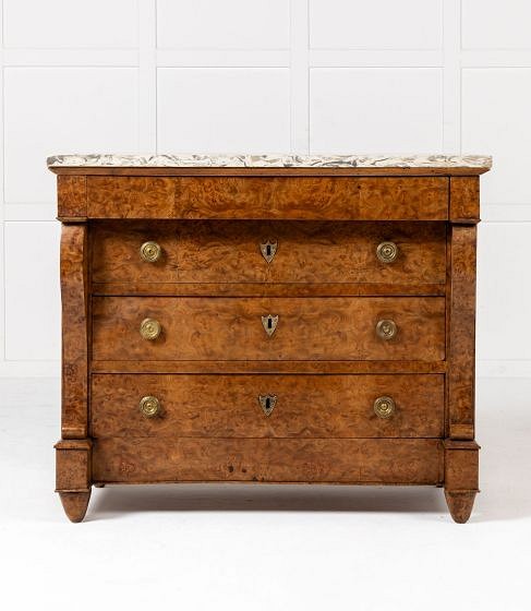 19th Century French Burr Elm Commode with Marble Top CC0644137