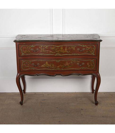 Large Louis XV Style Chinoiserie Two Drawer Venetian Commode