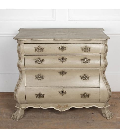 19th Century Dutch Hand Painted Bombe Commode