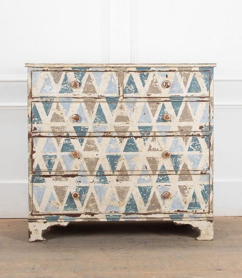 19th Century Victorian Mahogany Chest of Drawers with Later Hand Painted Finish