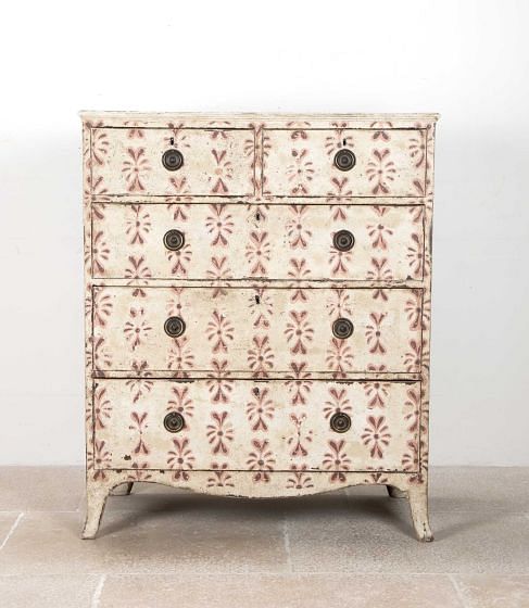 Early 19th Century George III Mahogany Hand-Painted Chest of Drawers CC3442516