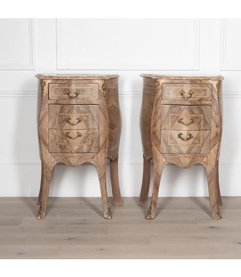 Pair of 20th Century Italian Bleached Marquetry Commodes