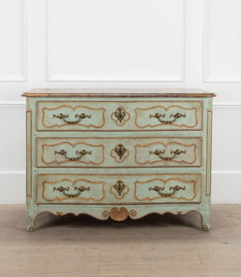 18th Century French Green Painted Commode