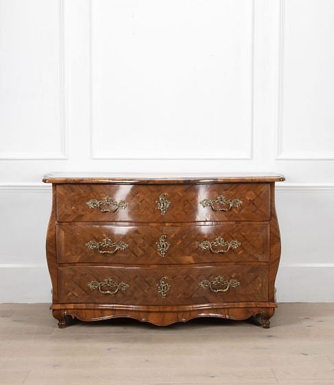 18th Century French Parquetry Bombe Commode