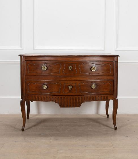 French Louis XV Serpentine Front Walnut Commode