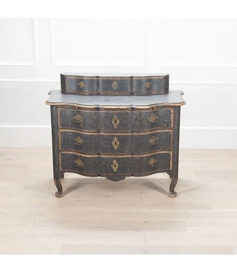 18th Century Swedish Rococo Black Commode
