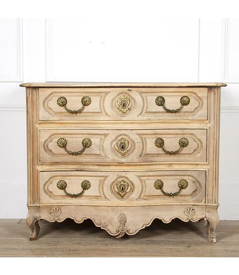 19th Century French Serpentine Bleached Walnut Commode