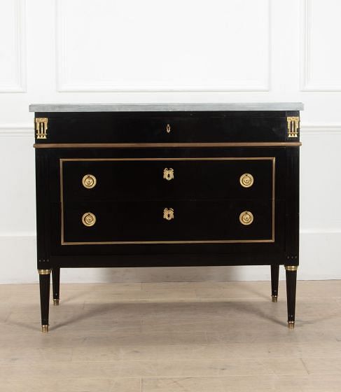 Early 20th Century Marble Topped Ebonised Commode
