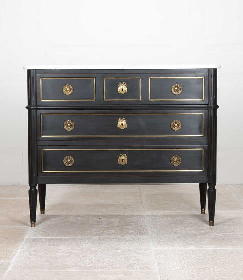 20th Century French Louis XVI Style Painted Marble Top Commode CC8541845