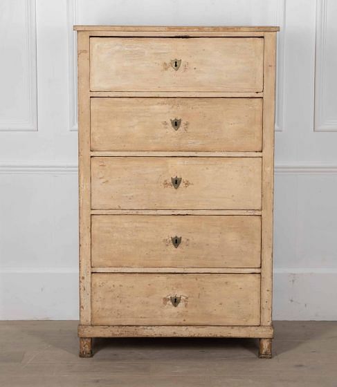 19th Century English Tall Chest in Original Paint
