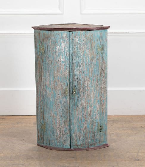 19th Century French Painted Corner Cupboard