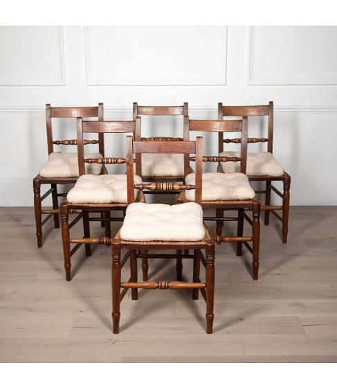 Set of Six 19th Century Chairs with Cushions