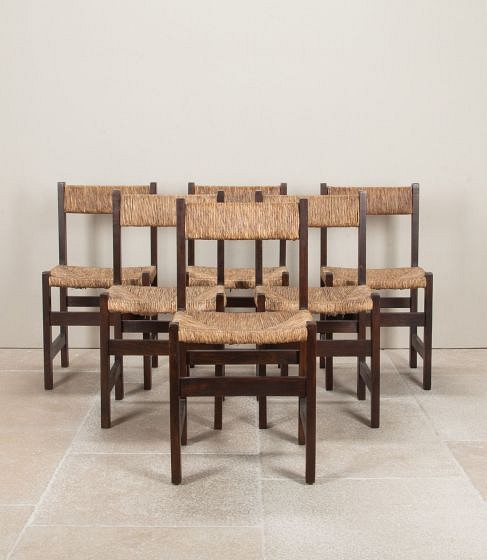 Set of Six Mid-Century Spanish Dining Chairs