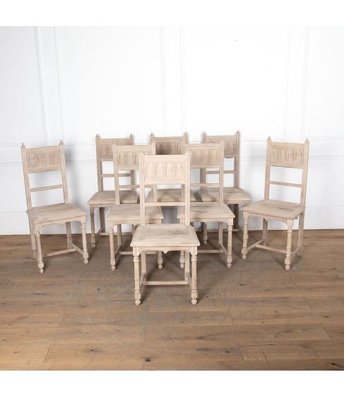 Set of Eight 19th Century Bleached Walnut Chairs CD3431309