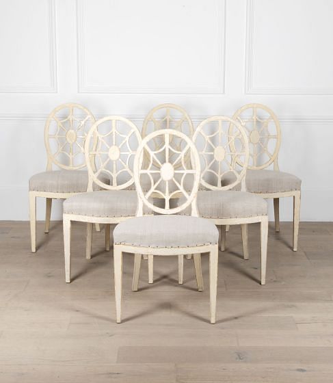 Set of Six Spider Back Swedish Chairs