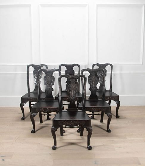 Set of Six Georgian Ebonised Dining Chairs