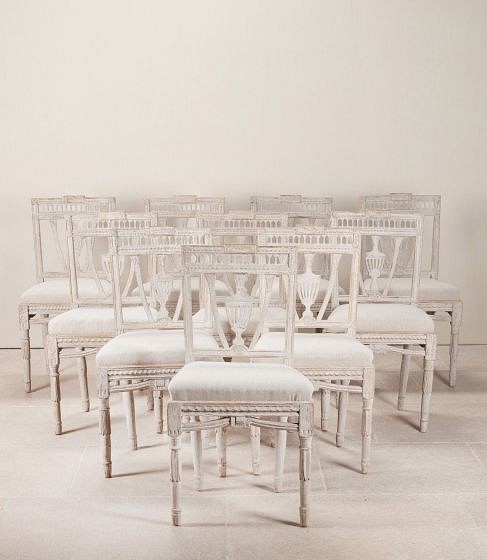 Set of Ten 19th Century Swedish Gustavian Dining Chairs CD8343569
