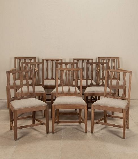 Set of Ten Early 19th Century Bleached Mahogany Dining Chairs CD8443787