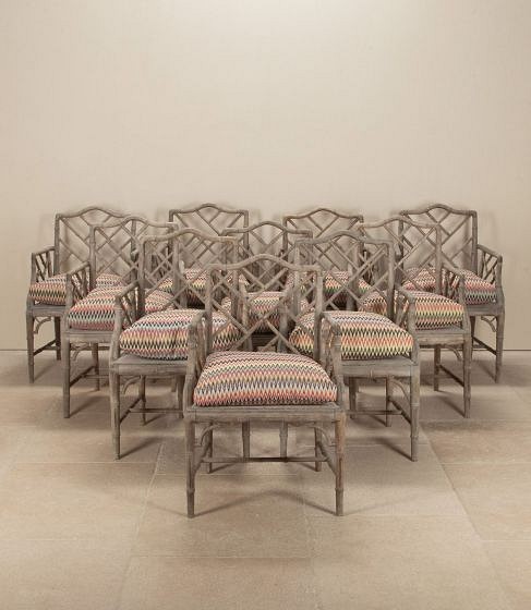 Set of Ten Late 20th Century Faux Bamboo Chairs CD9243738