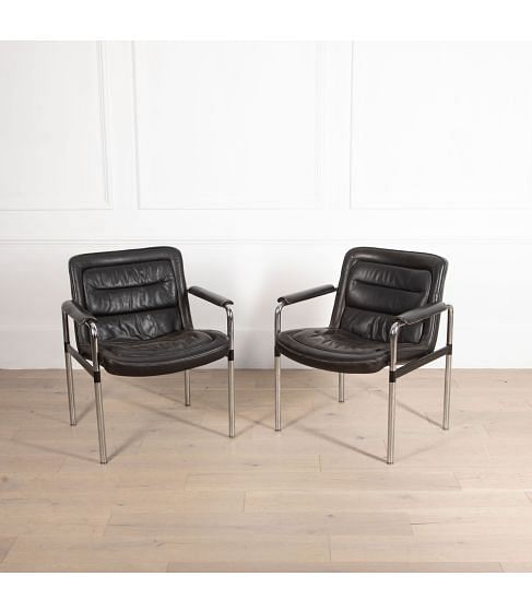 20th Century Chrome Steel Desk Chairs