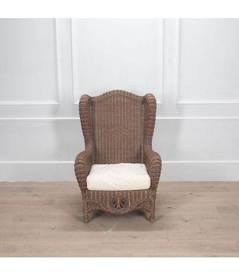 Large Dryad Style Wicker Wing Chair