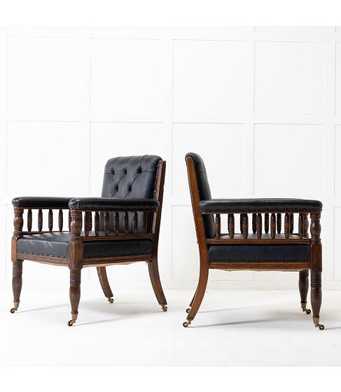 Pair of 19th Century Large Scale Oak Armchairs