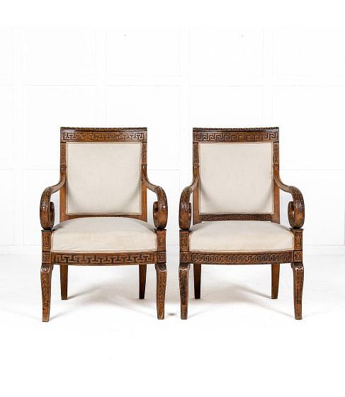 Matched Pair of 19th Century French Carved Wood Chairs CH0626237