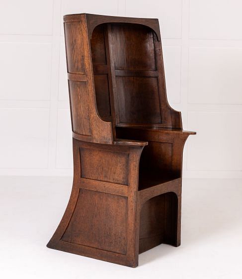 Large Late 18th Century English Oak Hooded Chair