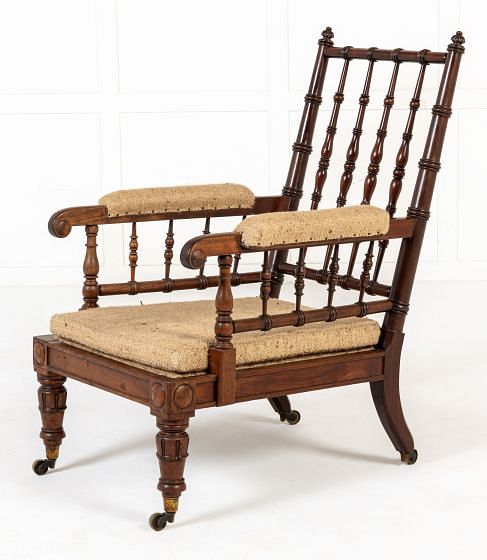 19th Century English Mahogany Turned Spindle Armchair