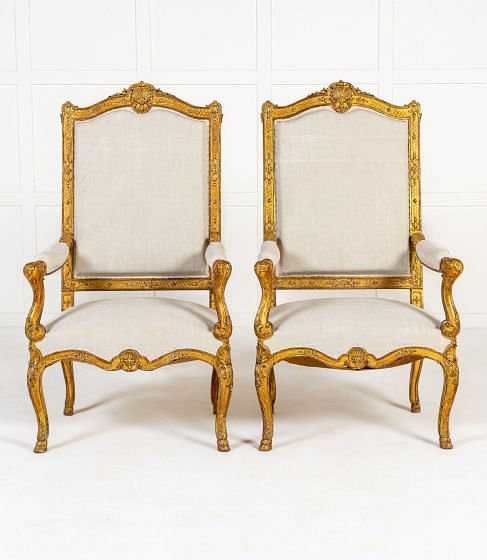 Pair of Early 20th Century French Régence Style Giltwood Armchairs