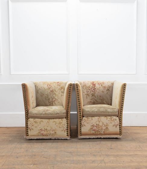 Pair of 20th Century Knole Aubusson Tapestry Armchairs CH0737711