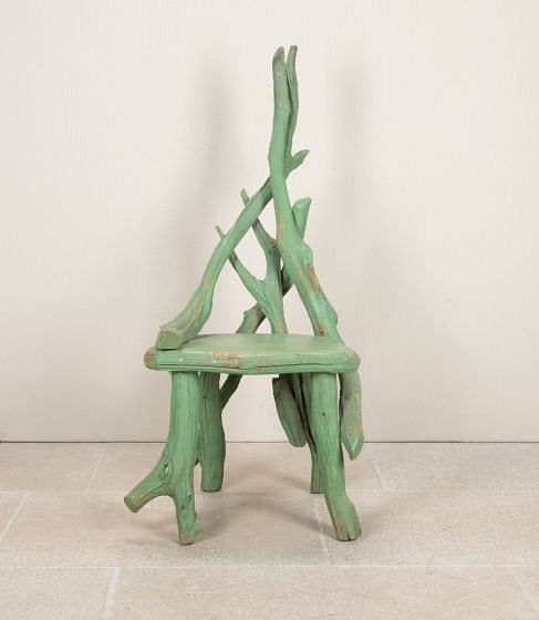 20th Century French Green Painted Wood Branch Chair