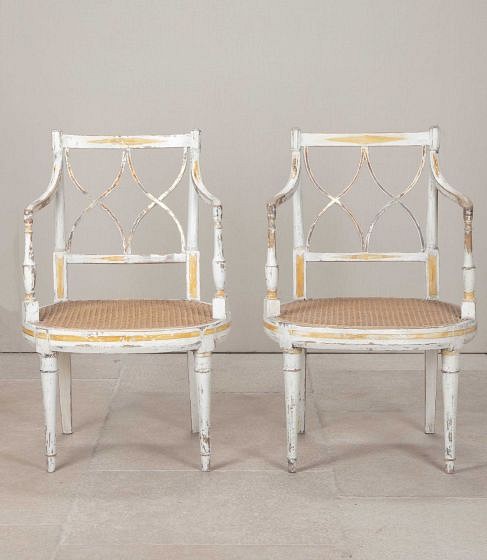 Pair of Early 19th Century George IIII Original Painted Armchairs CH0943504
