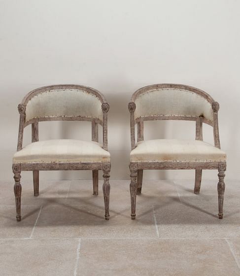 Pair of 19th Century Swedish Barrel Back Chairs