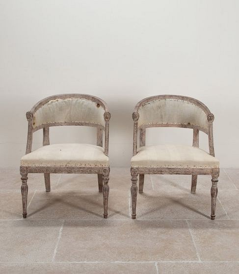 Pair of 20th Century Swedish Barrel Back Chairs