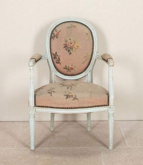 Late 19th Century French Fauteuil with Aubusson Style Upholstery