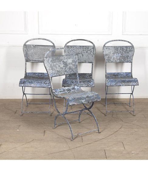 Set Of Four 20th Century Blue Bistro Garden Chairs