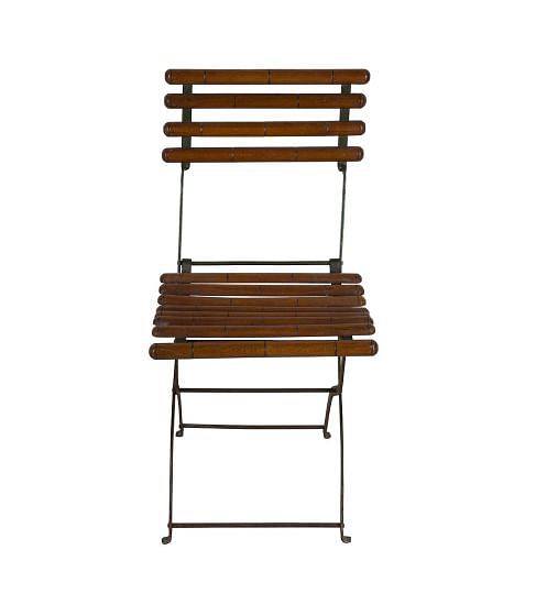 20th Century French Folding Iron and Faux Bamboo Café Chair