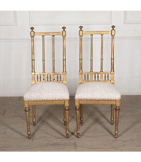 Pair of Late 18th Century Bois d’or Gilded Side Chairs
