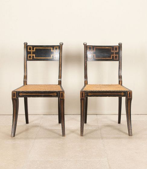 Pair of Ebonised Georgian Side Chairs