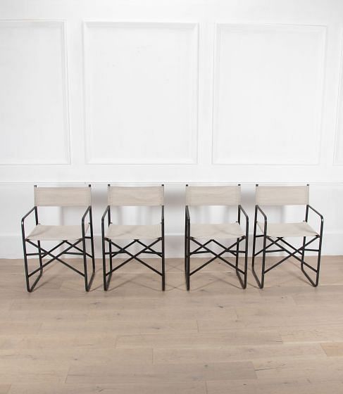 Set of Four French Folding Armchairs