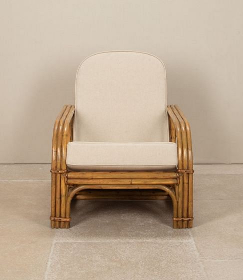 Mid-Century French Audoux Minet Bamboo Recliner Chair