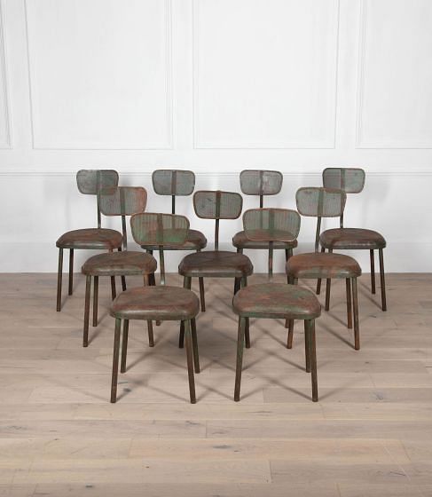 Set of Nine 20th Century Industrial Chairs