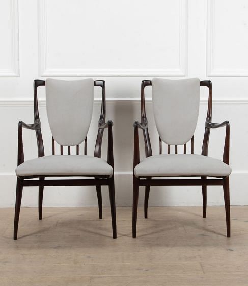 Pair of Mid-Century British Mahogany Armchairs